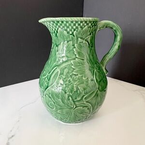 Grape Leaf Vine Basketweave Pitcher by Bordallo Pinheiro